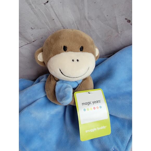 2014 Monkey Lovey Baby Magic Years Blanket I Love Mommy Blue Satin Plush Rattle - Picture 2 of 7